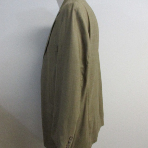 Chaps Ralph Lauren Sport Coat Men 46R 100% Wool Beige Brown Houndstooth 2 Button - Picture 3 of 13